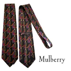 Mulberry Men's 80s Silk Tie with  Multicolor Design